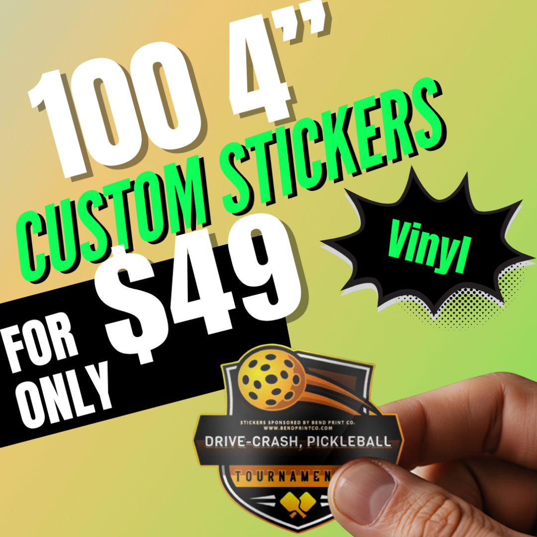 100 4″ Vinyl Stickers for $49