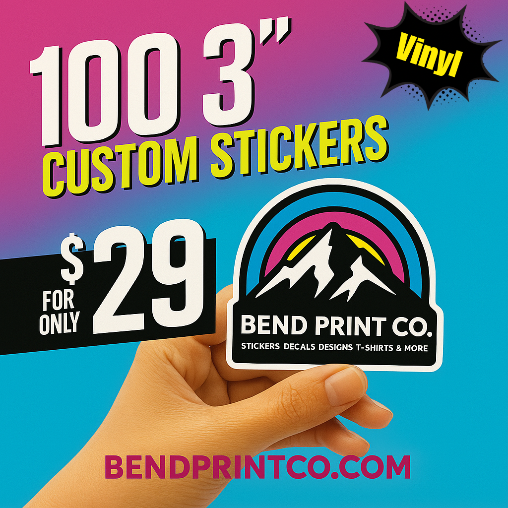 100 3″ Vinyl Stickers for $29